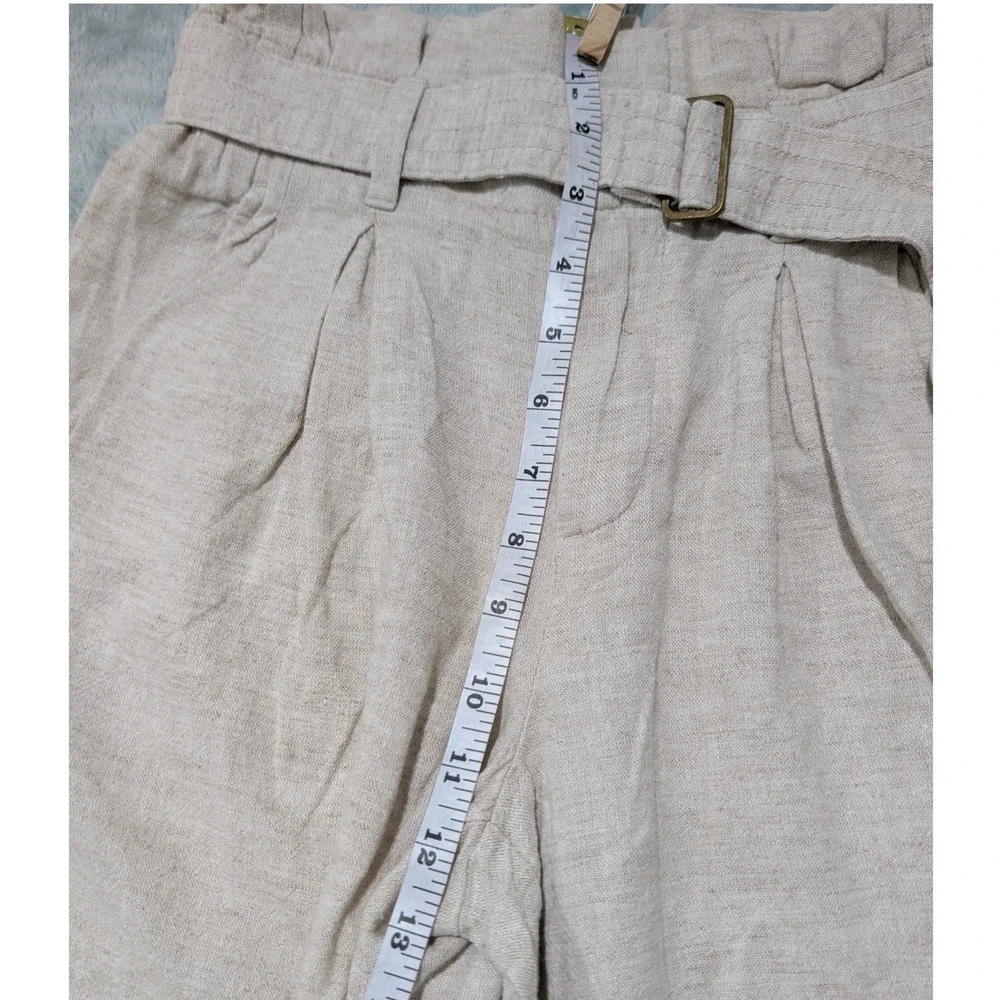 Banana‎ Republic Petite 00 Linen Blend Wide Leg Paperbag Pants Flax Beige Summer